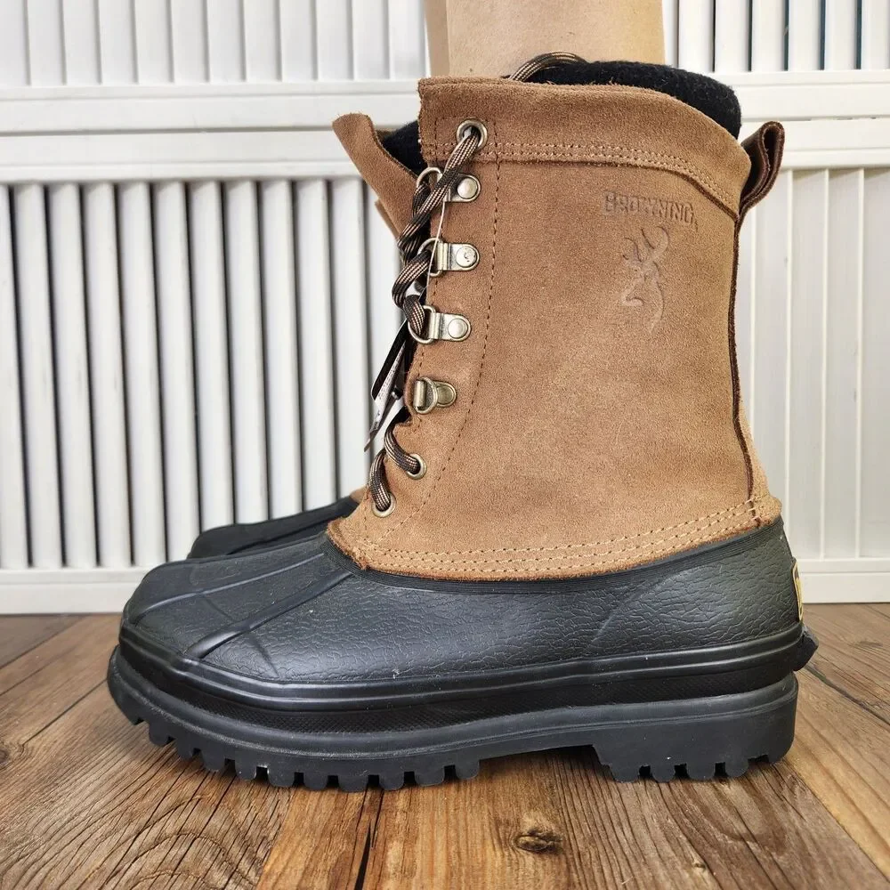 Browning Thinsulate Winter Boots Mens Sz 7 Brown Suede Outdoors Hunting Snow